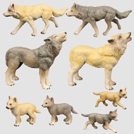 Realistic Wild Animal Model Big Bad Wolf Mother Wolf Cubs Siberian Male Wolf King Solid Toy Ornament