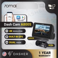 【English】70mai A800S Dual vision 140 Rear Cam FOV 4K Ultra HD Screen Dash Cam Rear APP Control 24h Night Vision A800