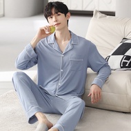 Pajama Suit Mens Long-sleeved Modal Cotton Thin Large Size Coat Home Cloth Suit Pajamas for Men