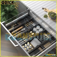 Aluminum Kitchen Organizer Expandable Cutlery Drawer Organizer Tray Multifunctional Storage Cutlery Drawer Tray