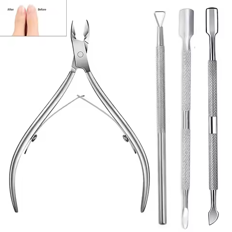 Cuticle Pliers with Cuticle Pusher Stainless Steel Cuticle Remover and Trimmer Perfect For Fingernai