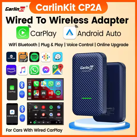 CarlinKit 4.0 CP2A 2-In-1 CarPlay Android Auto Wireless Adapter For Wired CarPlay Cars BT Wifi 5GHz 