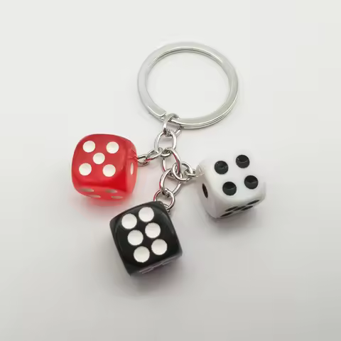 Black and White Dice keychain , Tiny Dangling Dice , lucky Dice Dangle keychain , Poker Party , Casi