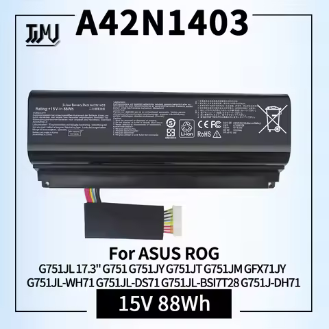A42N1403 Battery for ASUS ROG G751JL 17.3" G751 G751JY G751JT G751JM GFX71JY G751JL-WH71 G751JL-DS71