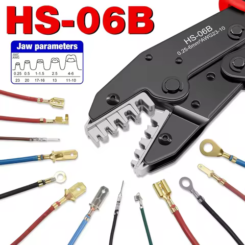 HS-06B Wire Crimping Pliers XH2.54/Dupont/3.96/2.8/4.8/6.3 Open Barrel Terminals Crimper 0.25-6mm² 2