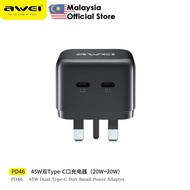 Awei PD46 45W Power Adapter Fast Charging UK Charger PD45W Fast Charger UK Plug Charger Awei Charger