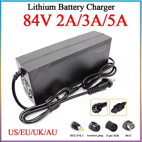 New 84V 2A/3A/5A Lithium Battery Charger AC110-240V to DC For 20S 72V 20Ah Electric two wheeler/mope