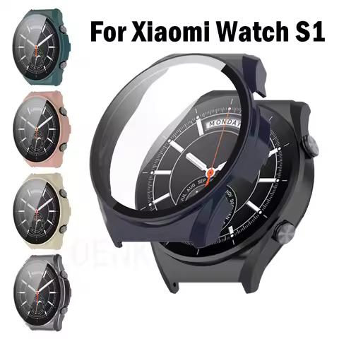 Screen Protector Cover For Xiaomi Watch S1 Cases PC Protective Shell With Tempered Glass Smartwatch 