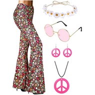 Classic Hippies Printed Bell bottom Trousers 60s 70s Women Adult Flared Pants Festival Outfits