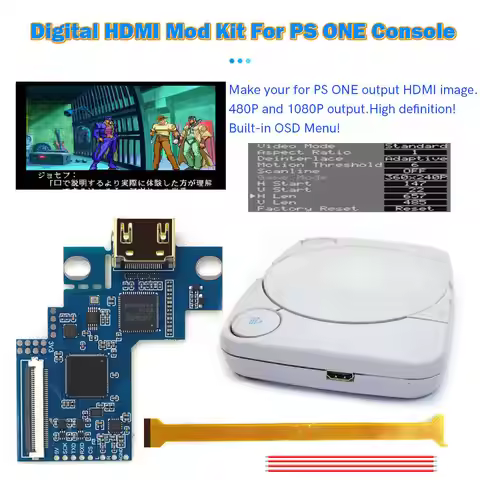 Hispeedido For PSONE Digital HDMI MOD Kit Digital to Digital HDMI Mod Kit 480P 1080P For Playstaion 