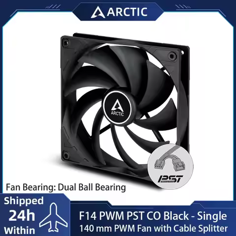 ARCTIC F14 PWM PST CO - 140mm Black PC Case Fan with PWM Sharing Technology (PST), Dual Ball Bearing