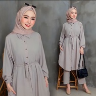 TUNIK WANITA JUMBO REMPEL BAWAH TERBARU LENGAN PANJANG POLOS BAHAN KATUN SHAKILA