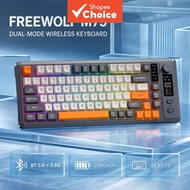 FREEWOLF M75 Dual-Mode Wireless Keyboard 82 Keys Compact Layout Bluetooth 5.0+2.4G 2000mAh Battery T