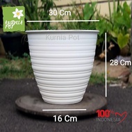 Turquoise 301 White Tall Wasp Flower Pot 30 Cm Diameter Tall Plastic Flower Pot/