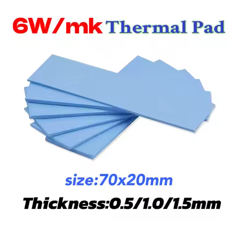 0.5/1/1.5mm 6-30pcs Thermal Pads 6w/mk 70X20mm For M2 SSD CPU Graphics Card Heatsink Motherboard Hea