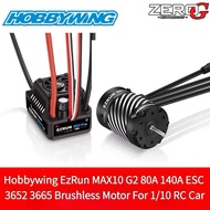 Hobbywing EzRun MAX10 G2 80A 140A ESC 3652 3665 G3 Brushless Sensored Motor 1/10 RC Car Touring Rall