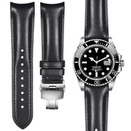 เหมาะสำหรับนาฬิกา Rolex ที่มีหนังโค้ง Daytona สีเขียวสีดำน้ำผีเรือยอทช์ชายและหญิงสายหัวเข็มขัดผีเสื้อ 20 มม.