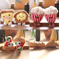 GANTUNGAN Keychain Doll Keychain Fast Food Jelly Cat Popcorn Pizza Croissant Baguette Plush Toys Cut