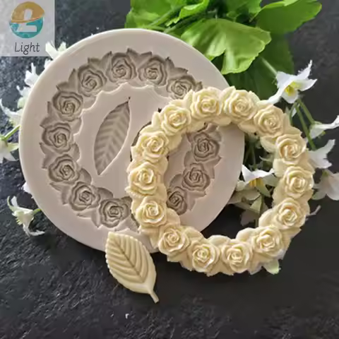 Rose Garland Form Silicone Fondant Mold For Wedding Cake Decorating Valentine'S Gift DIY 3D Chocolat