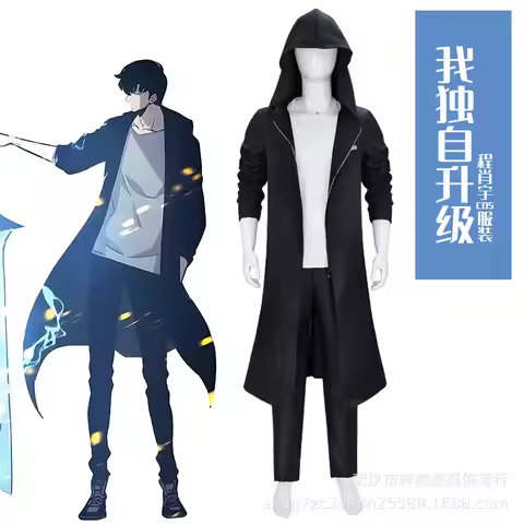 Solo Leveling Sung Jinwoo Cosplay Costume Full Set Shadow Monarch Anime Outfit For Men