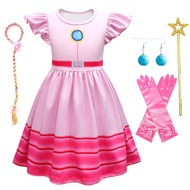 Princess Peach Dress for Girls Super Mario Cosplay Costume Princess Tutu Dress Birthday Party Dress Kids Clothes