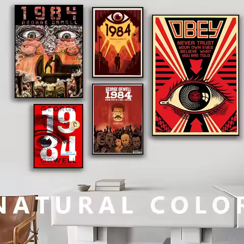 1984 George Orwell Movie Sticky Posters Retro Kraft Paper Sticker DIY Room Bar Cafe Aesthetic Art Wa