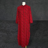 二手 暗紅黑 印花 輕薄 古董訂製 長袖 旗袍 PF522