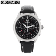 Giordano  Swiss Chronograph G-Light Stainless Steel Date Black Leather Men's Watch OS2107GL