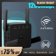 5Ghz AC1200 WiFi Repeater 1200Mbps Router Black WiFi Extender Amplifier 2.4G 5GHz WiFi Signal Booster Long Range Network