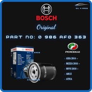 BOSCH O-0363 OIL FILTER FOR PERODUA NEW MYVI 2018, ARUZ, AXIA,BEZZA,ATIVA 0986AF0363