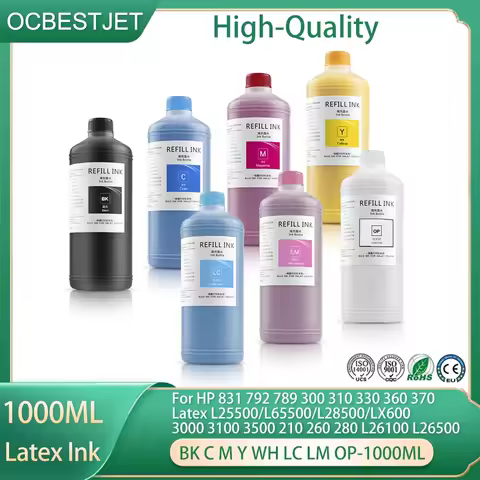 1000ml Latex Ink For HP 831 792 789 300 310 330 360 370 Latex L25500 L65500 L28500 LX600 3000 3100 3