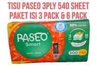 PASEO SMART 500 SHEET + 40 SHEET 3 PLY TISSUE TISU WAJAH