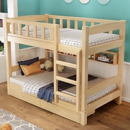 {Sg Sales} Double Decker Bed Frame Double Bed Loft Bed High Low Bunk Bed Solid Wood Double Bed Staff Bed Height-Adjustable Bed Adult Student Dormitory Bed Thickened Wooden Bed