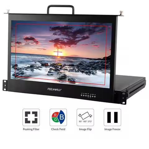 Feelworld Broadcast Director Monitor SC173-9HD-56 17.3 Inch 1RU Pull Out Rack Mount Monitor Full HD1