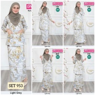 NEW - LIGHT GREY 953 - Baju Kurung Moden Mini Riau Kedah Pahang - Dhia Cotton