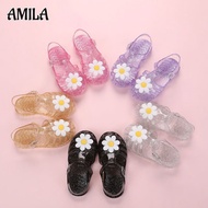 AMILA รองเท้าแตะเด็กรองเท้าเจ้าหญิงน่ารักเด็กผู้หญิง,รองเท้าแตะสวมข้อต่ำกันลื่นด้านล่างที่อ่อนนุ่มรองเท้าโรมัน
