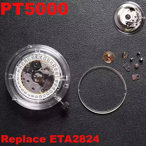 PT5000 Automatic Movement Luxury 25 Gemstones High-Precision Mechanical Movement with White Date Whe