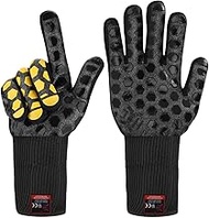 J H Heat Resistant Oven Glove:EN407 Certified 932 °F, 2 Layers Silicone Coating, Oven Mitts for Cook