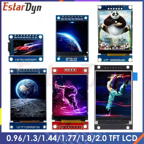 TFT Display 0.96/1.3/1.44/1.77/1.8/2.0 inch IPS 7P SPI HD 65K TFT Full Color LCD Module ST7735 Drive