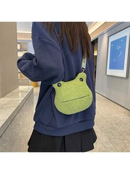 1只青蛙造型的斜跨包,卡哇伊卡通肩背包,可愛的填充動物零錢包,有趣的斜跨包,女士可愛的肩包
