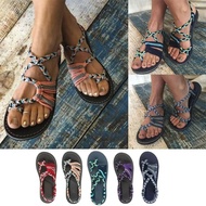 AZDH Rope Knot Woman Beach Sandals Mixed Colors Plus Size Open Toe Shoes Fashion Casual Roman Sandals Summer