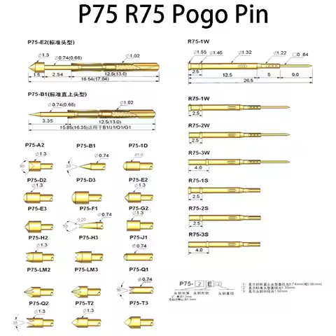 10pc Spring Test Pin P75 Series Pogo Pin Probe Dia 1.02mm PCB Test Nickel Plated Head Needle Head Di