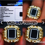 Cincin Pria Natural Black Diamond Octagon Naik Ds Full Nak Mentok + Memo SGR Lab