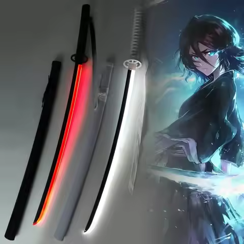 40inch Glow Bleach Katana Led Light Sabre Anime Rukia Cosplay Prop Ninja Knife Real Japanese Katana 