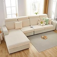 L Shape Sofa Protective Cover Wear-resistant High Elasticity Sofa Cover Tear And Stain Resistant Sofa Cover Universal Sofa Protector (Color : Beige, Size : LARGE L COVER)