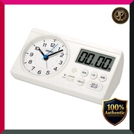 Seiko Clock Alarm Clock, Place Clock, Educational, Hideo Kageyama Model Study Time 01: White Pearl, 