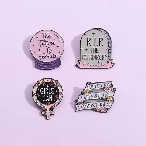 Feminist The Future Is Female Enamel Pins Funny Making Herstory Girl Power Brooch Lapel Badge Femini