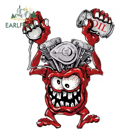 EARLFAMILY 13cm x 10cm V-Twin Engine Head Monster Car Sticker Speed Up & Add Oil Decal Rear Windshie