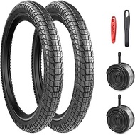 Set of 2 Foldable 20 Inch Bicycle Tyres 20 x 1.95/2.1/2.25 Coat with 2-Pack Inner Tube 50/53/57-406 