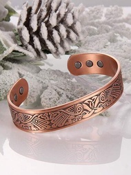 男士銅製磁力手鐲,純銅手環可調整99.9%純銅,帶磁鐵,可調式磁力手鐲袖扣,情人節珠寶禮物